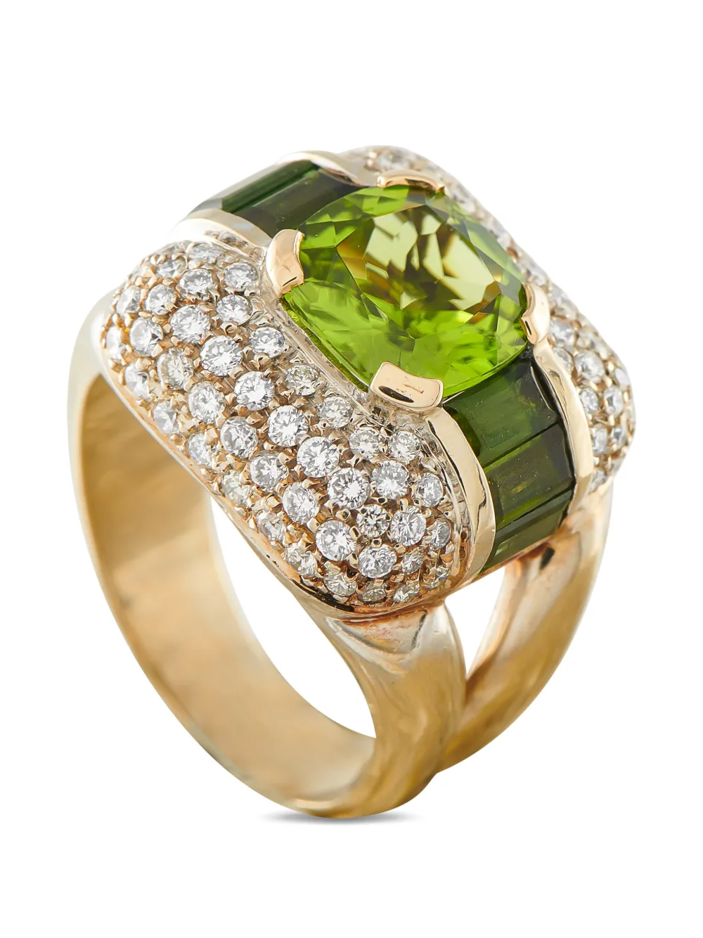 LB Exclusive round-cut diamond and peridot ring - Oro