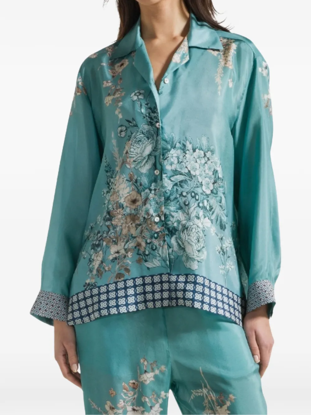  Seventy Printed Floral Shirt - Blue 