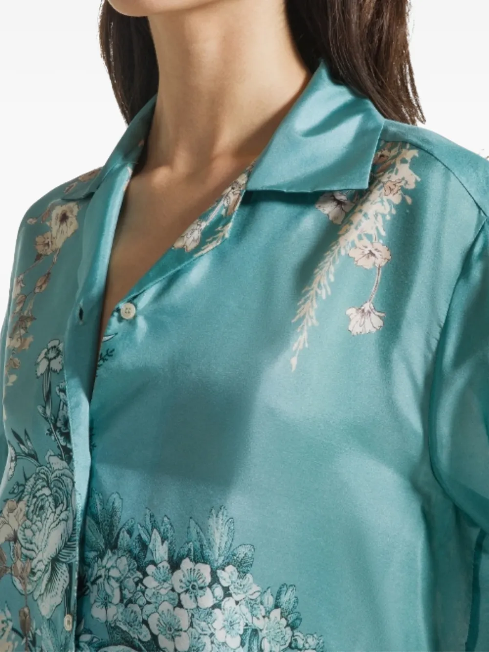 Seventy blouse met bloemenprint Blauw