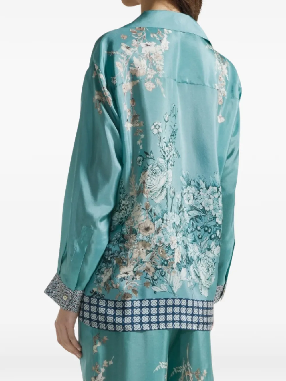 Seventy blouse met bloemenprint Blauw
