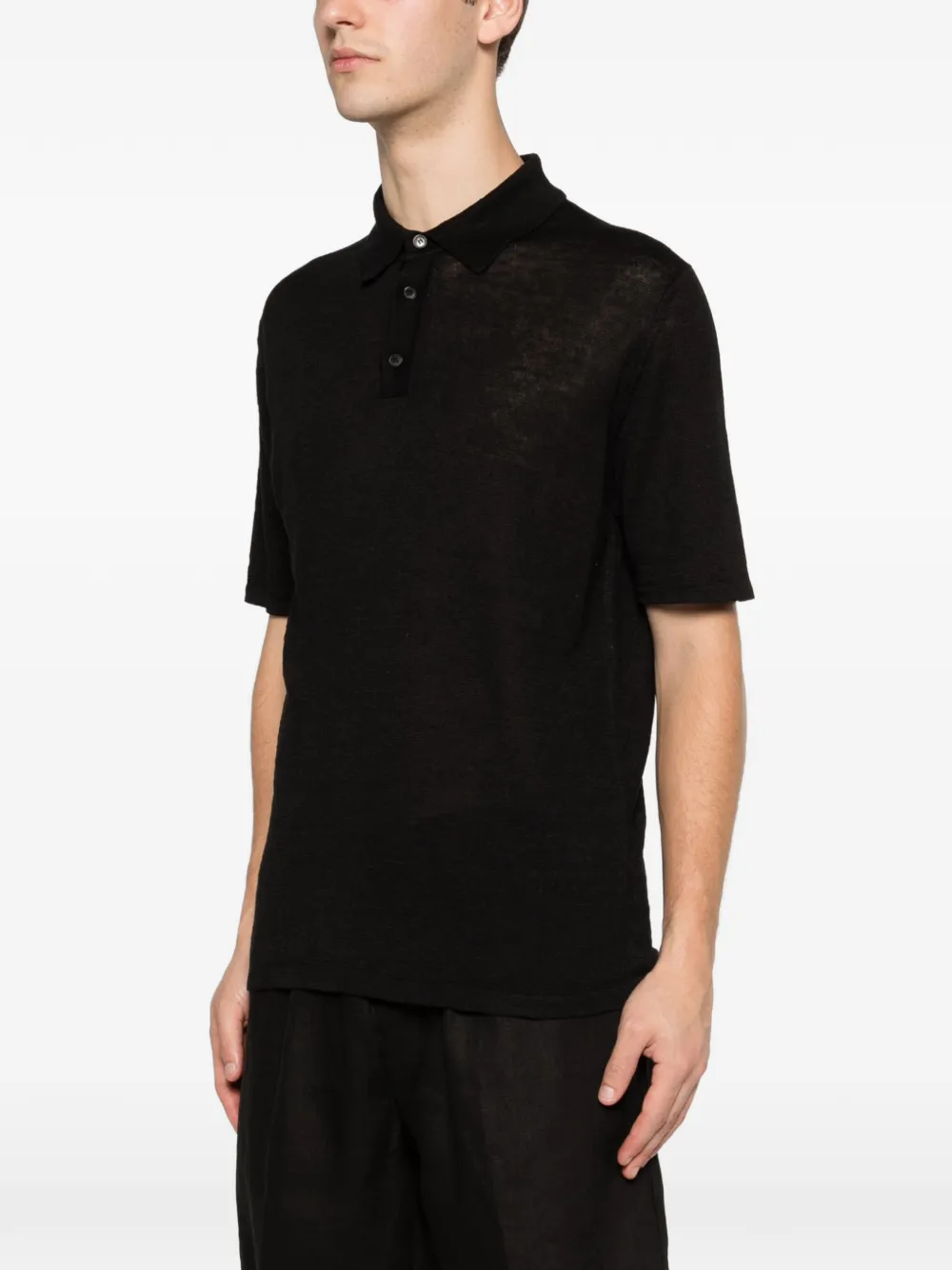 Roberto Collina Poloshirt met knoopsluiting Zwart