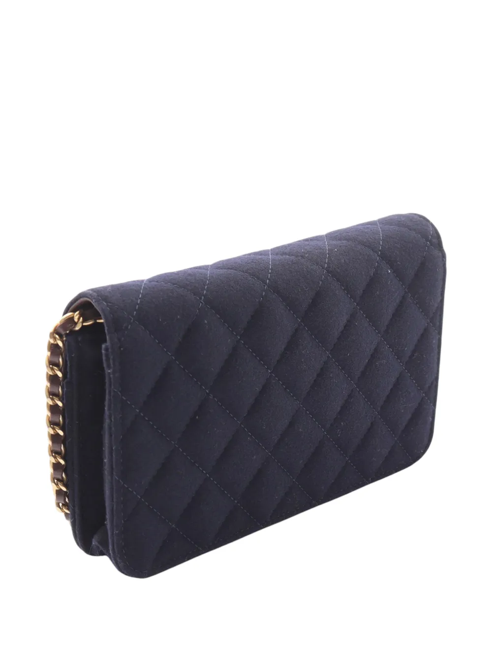  Chanel Pre-owned 2018-2019 Paris Hamburg Cc Quilted Wool Charms Wallet On Chain Crossbody Bag - Blue 