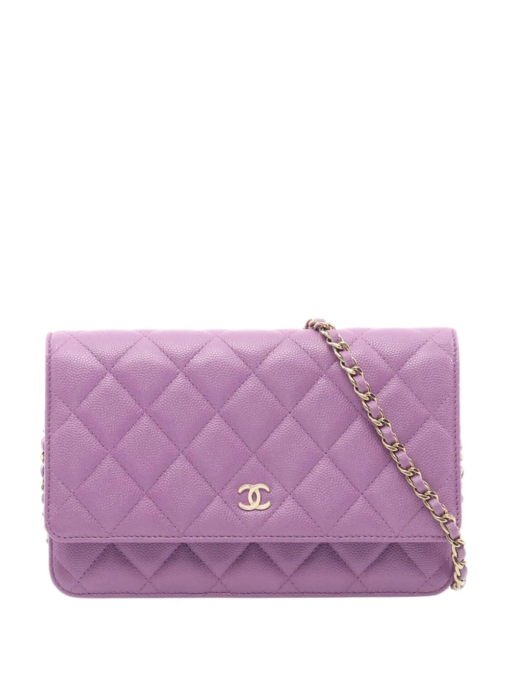 CHANEL Pre-Owned 2021-2026 CC Quilted Caviar Wallet On Chain crossbody bag - Viola