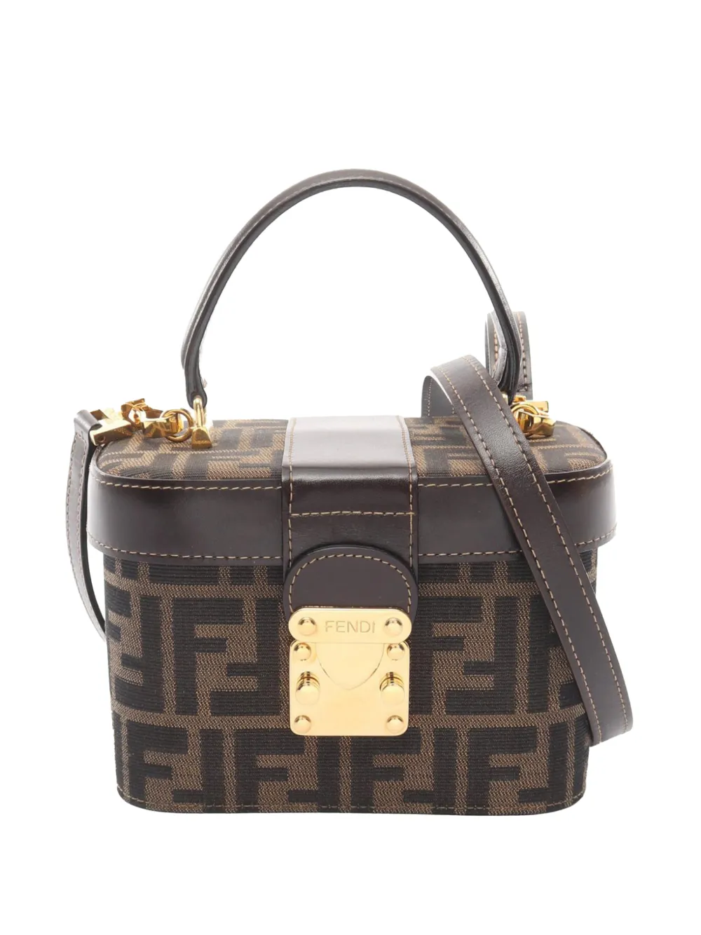 Fendi Pre-Owned 2000-2010 Mini Zucca Canvas Vanity Bag satchel - Marrone