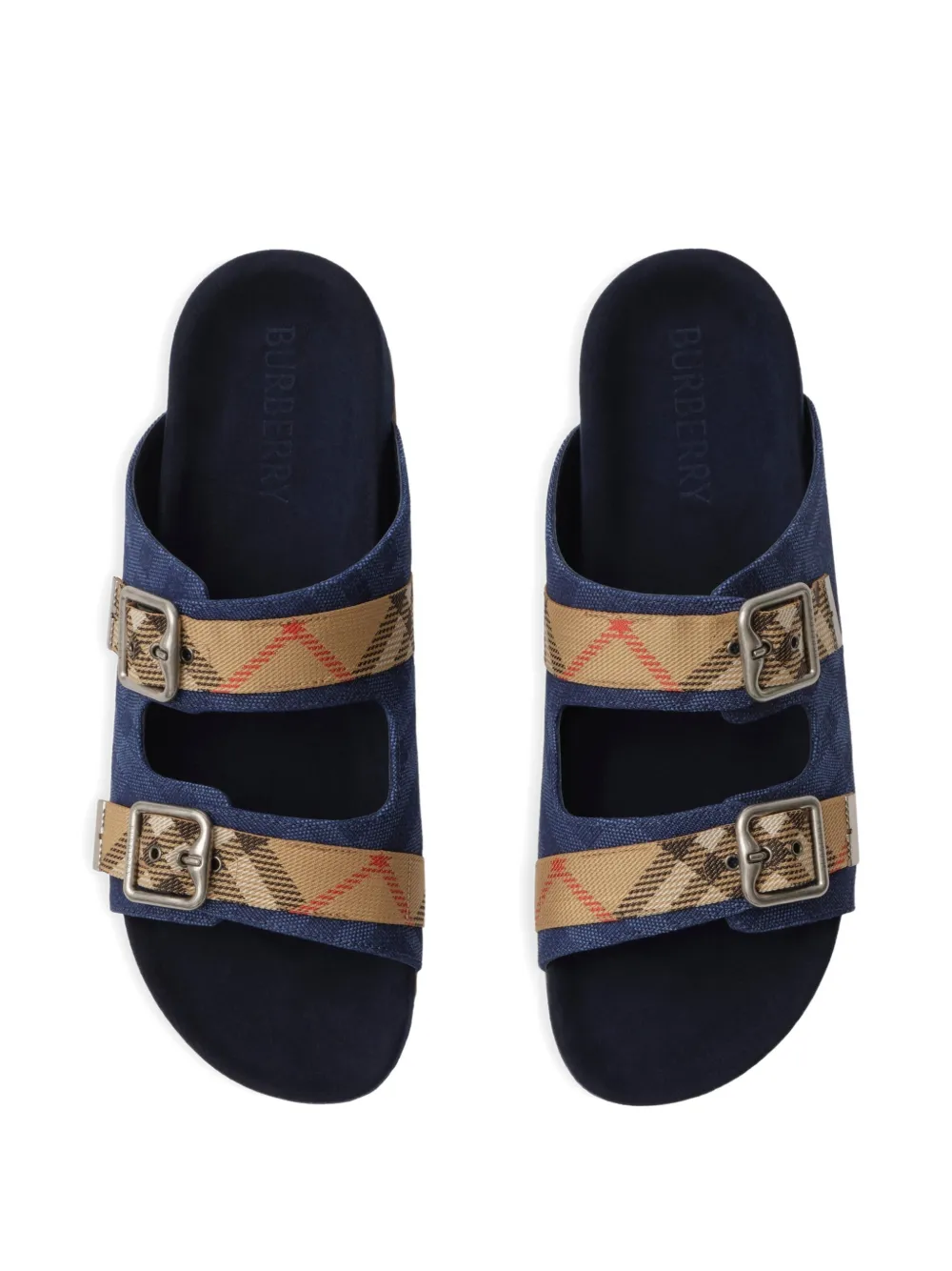 Burberry Urchin denim geruite sandalen Blauw