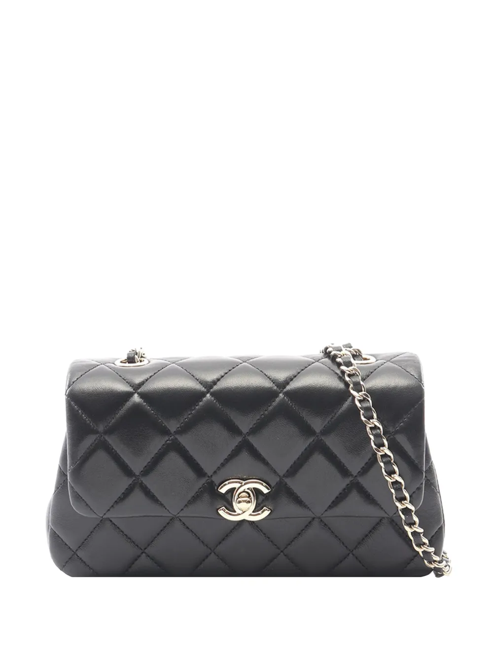 CHANEL Pre-Owned 2021-2026 CC Quilted Lambskin Flap Phone Holder on Chain crossbody bag - Nero