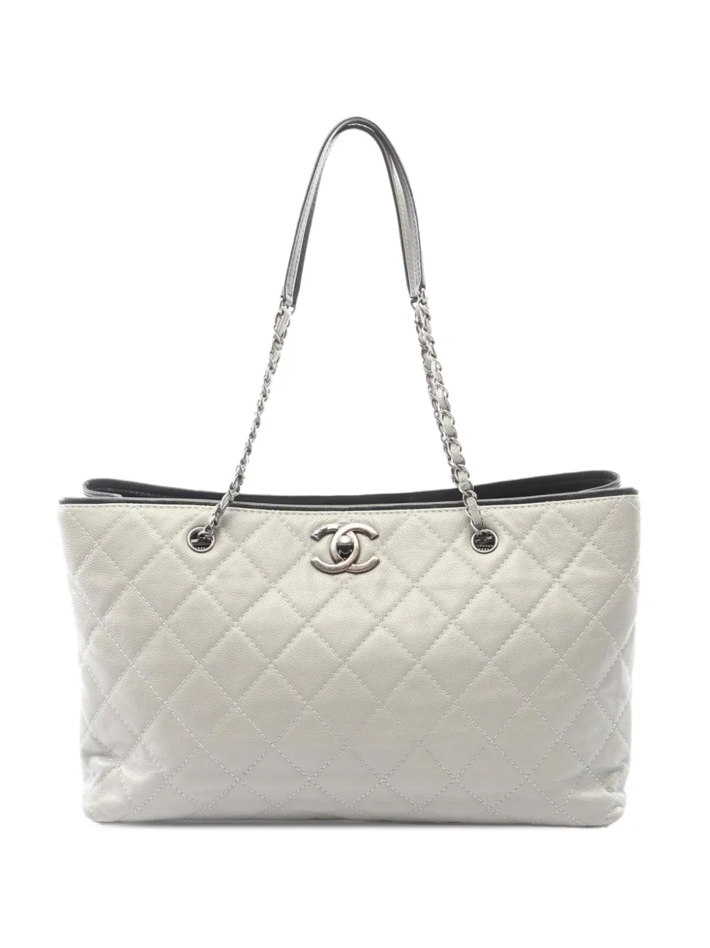 CHANEL Pre-Owned 2014-2015 Quilted Caviar Shopping tote bag - Grigio