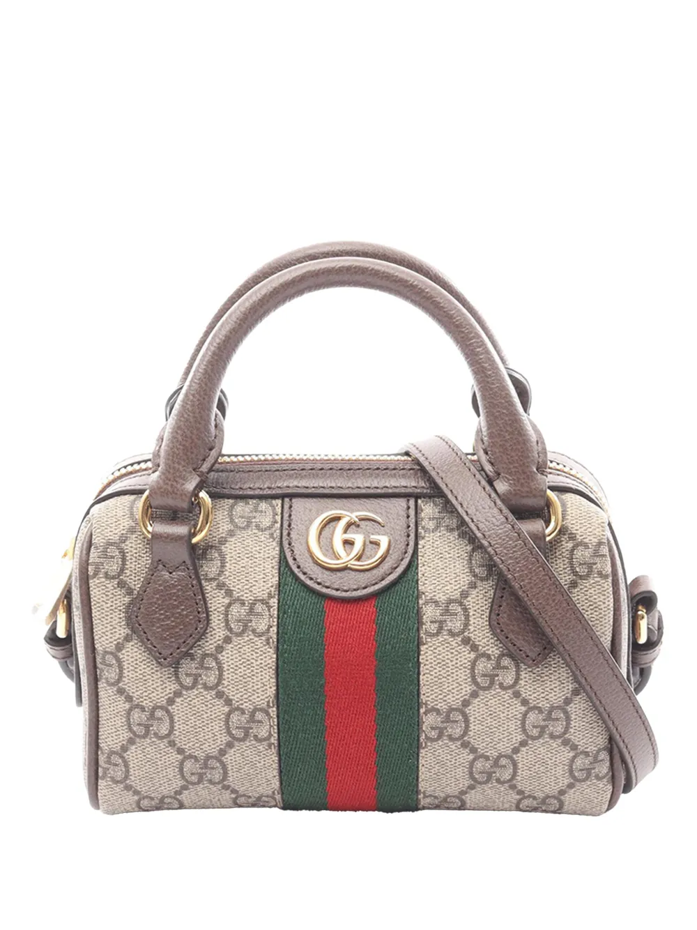 Gucci Pre-Owned 2016-2026 Mini GG Supreme Ophidia Boston Bag satchel - Marrone