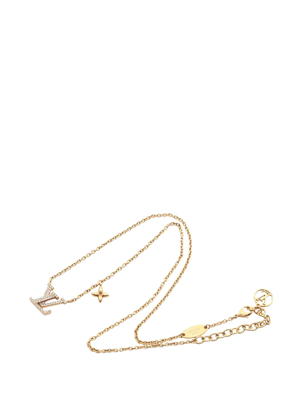 Louis Vuitton Pre-Owned 2022 Gold Plated Crystal LV Iconic Necklace costume necklace - Oro