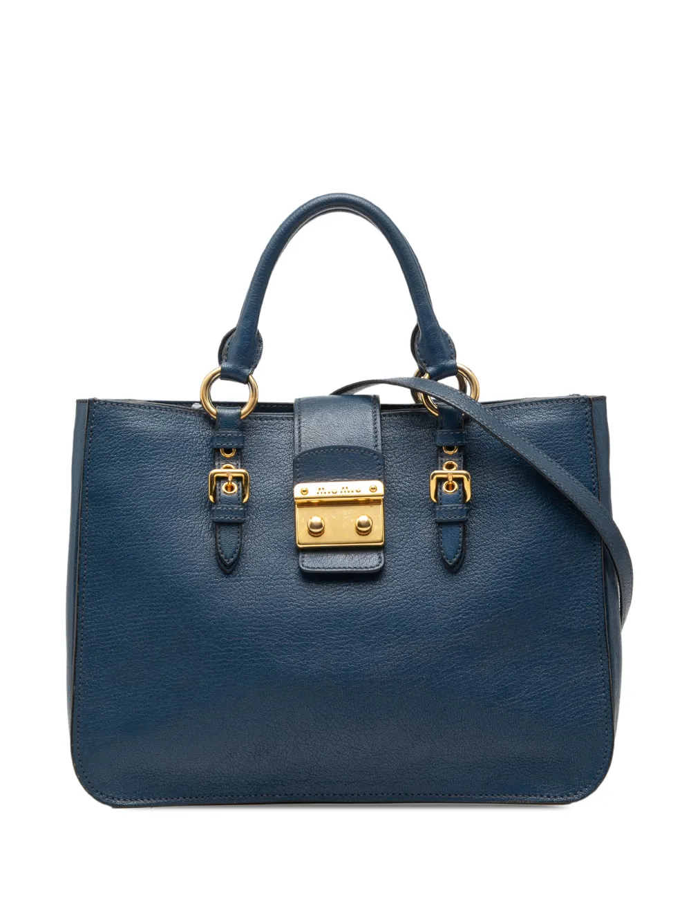 Miu Miu Pre-Owned 2010-2025 Goatskin Madras satchel - Blu