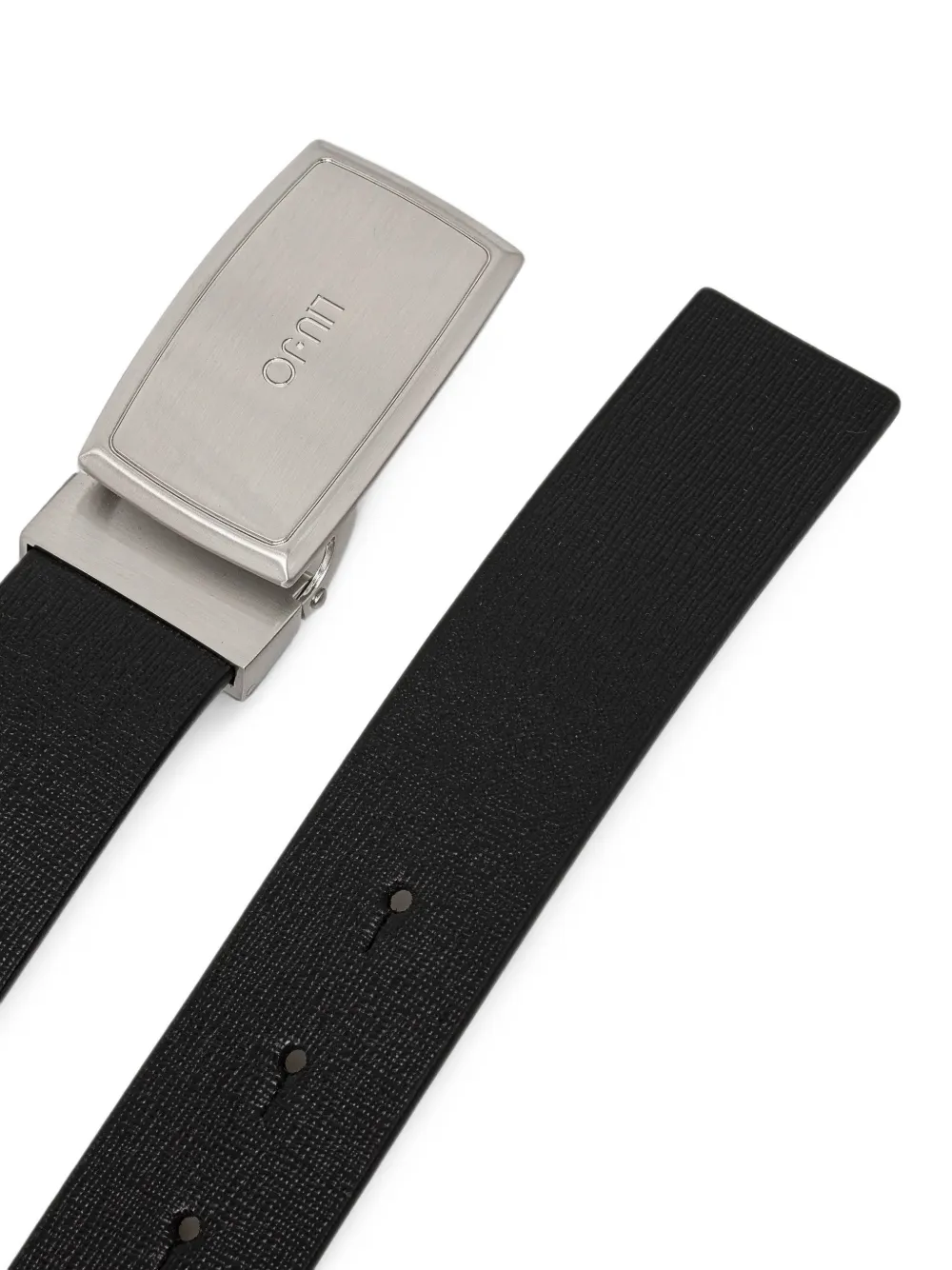 LIU JO Leren riem met gegraveerd logo Zwart