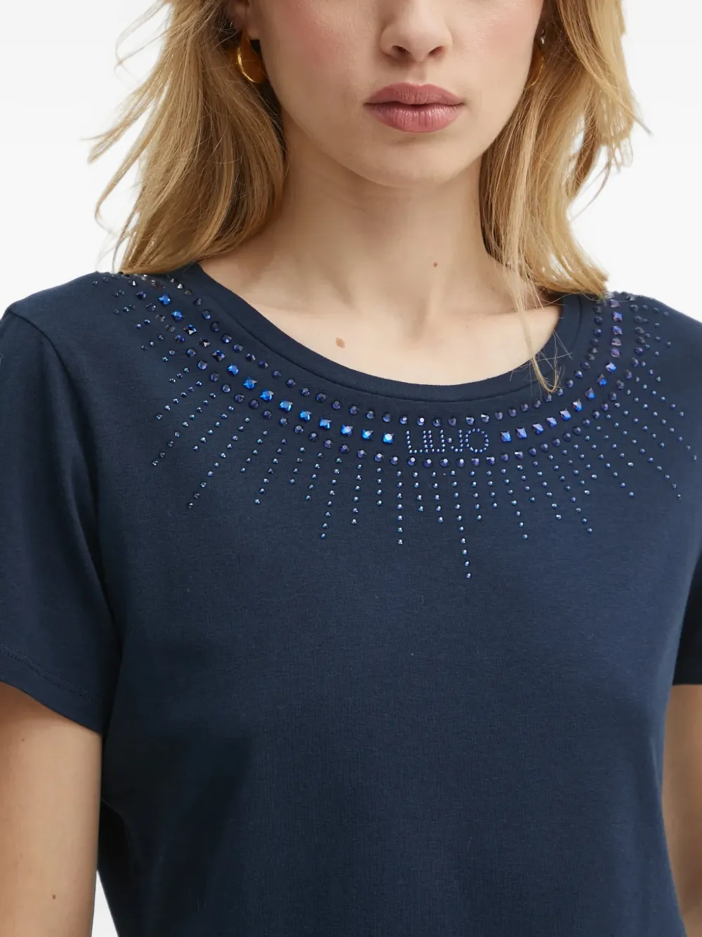 LIU JO T-shirt verfraaid met pailletten en ronde hals Blauw