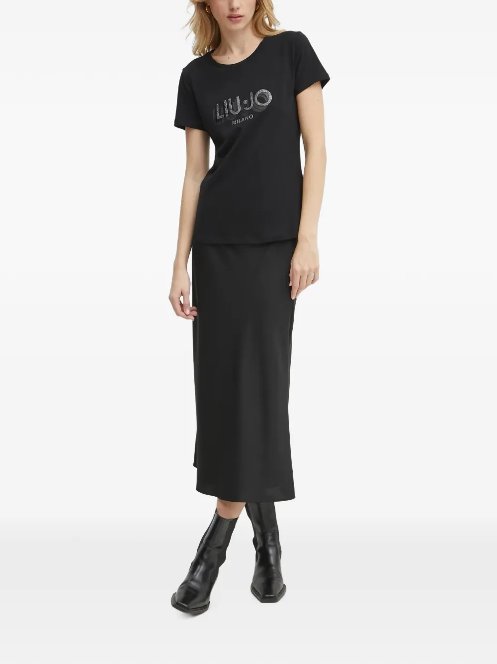 LIU JO logo-print T-shirt Zwart