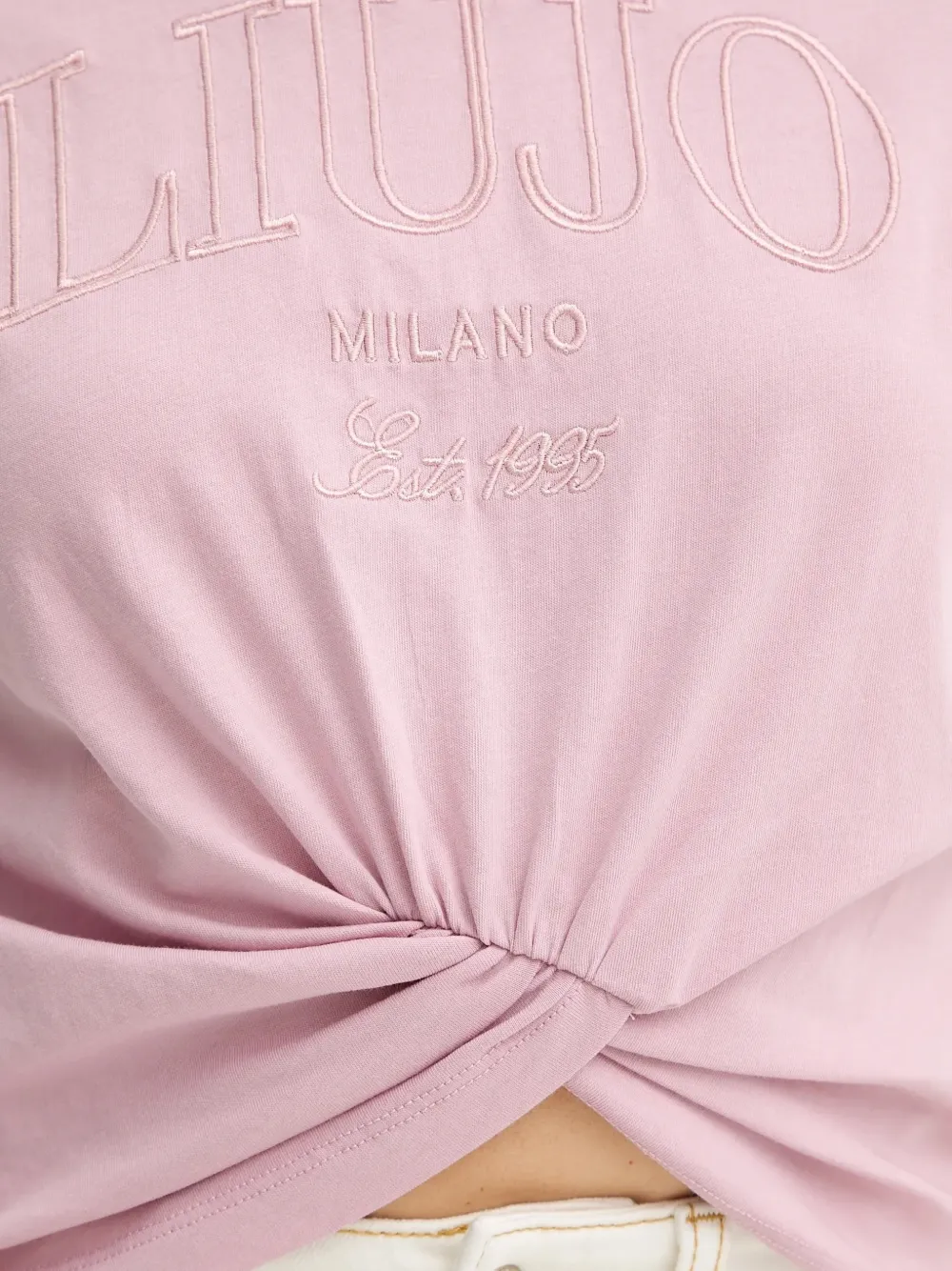 LIU JO T-shirt met borduurwerk en gedraaid detail Roze