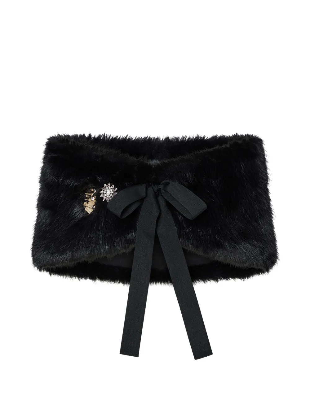LIU JO Pullover aus Faux Fur mit Schleifendetail - Schwarz