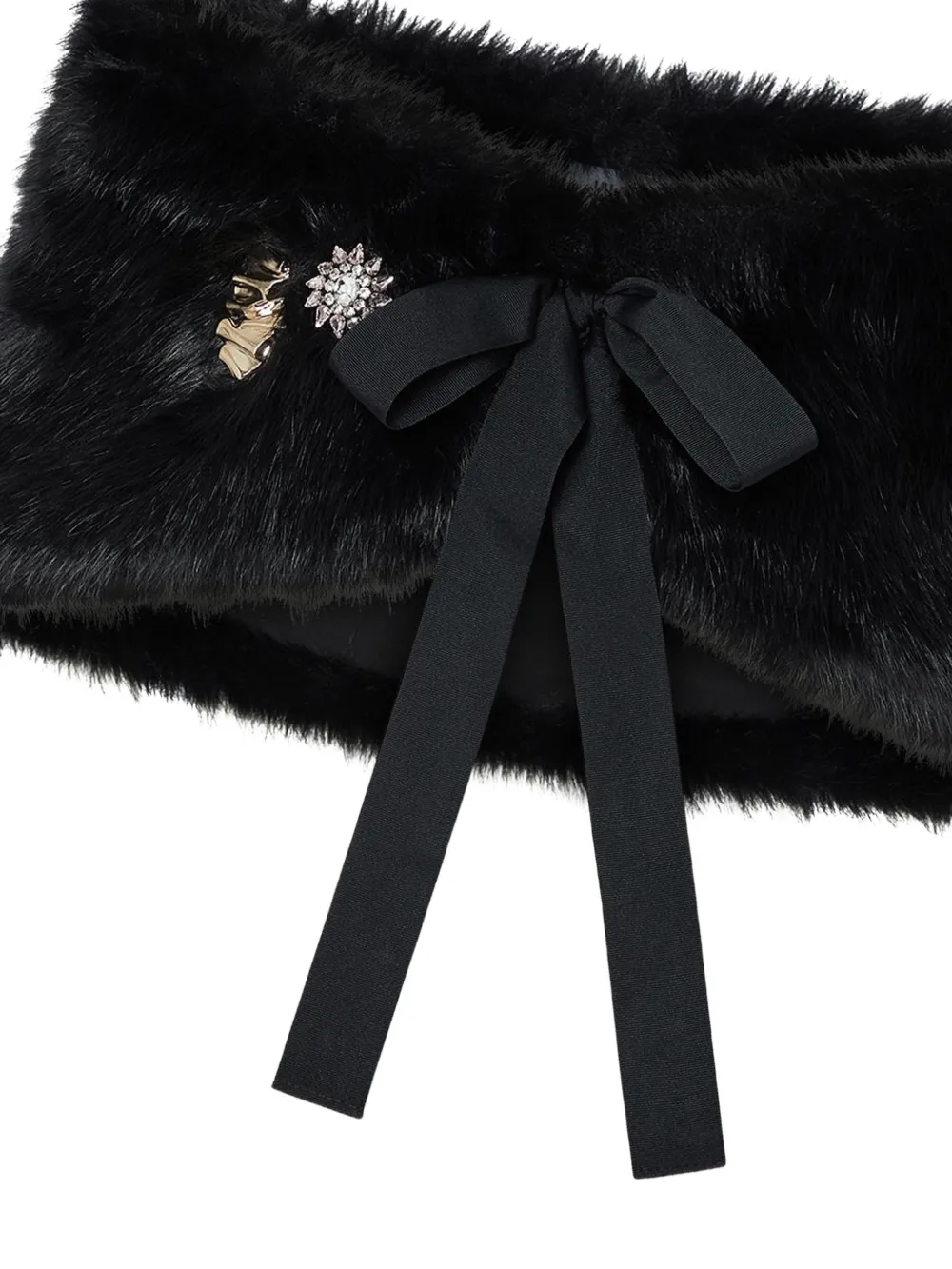 LIU JO bow-embellished faux-fur sweater Zwart