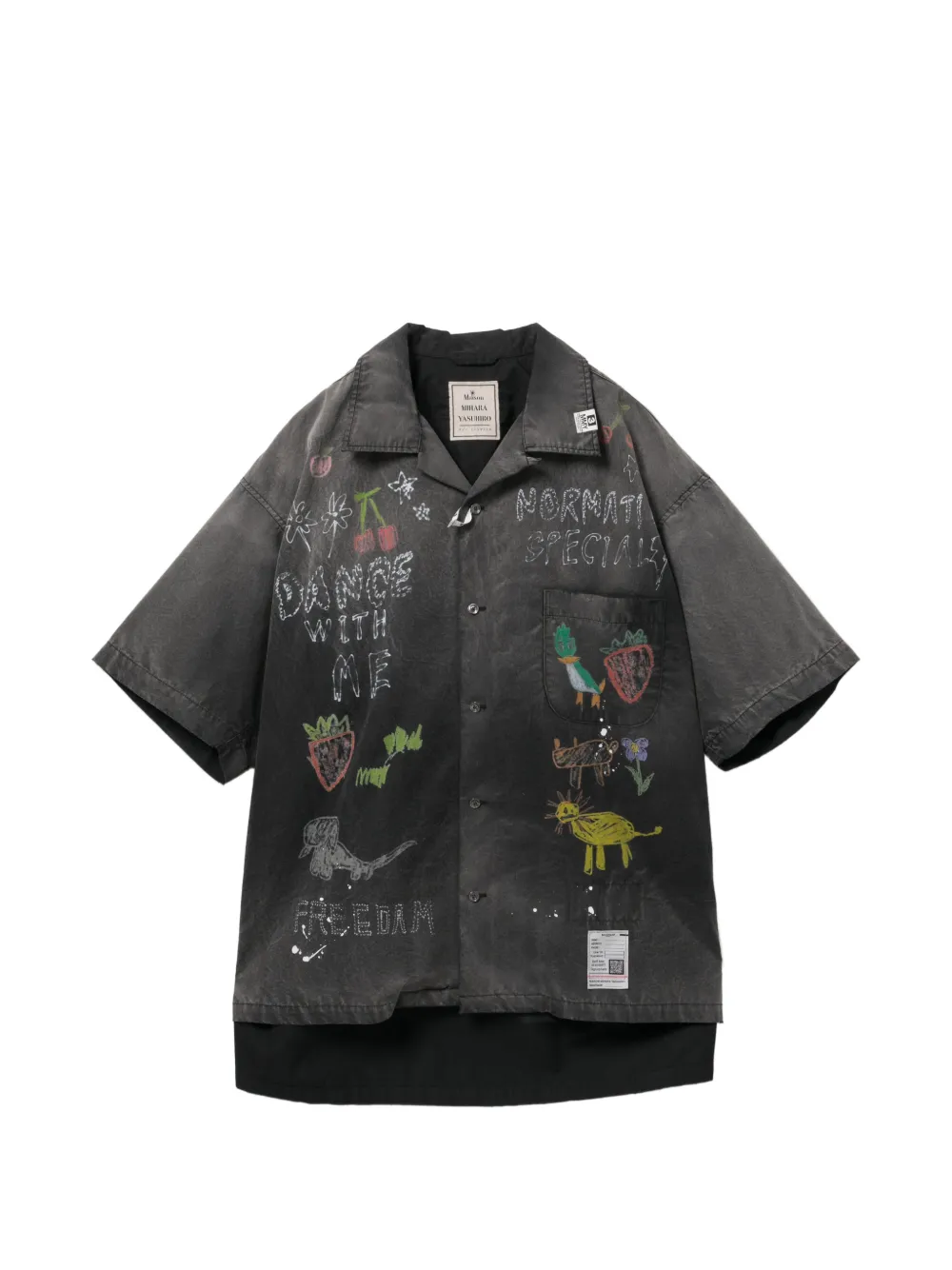 Maison MIHARA YASUHIRO Hemd mit grafischem Print - Grau