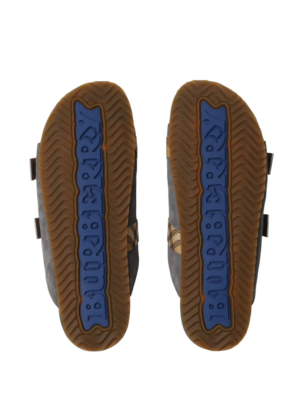 Burberry Urchin suède geruite sandalen Blauw