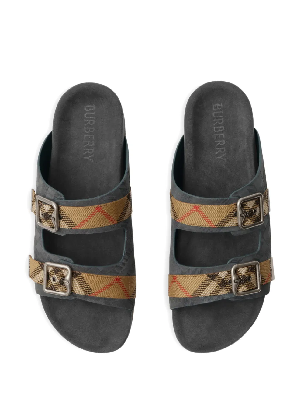Burberry Urchin suède geruite sandalen Blauw