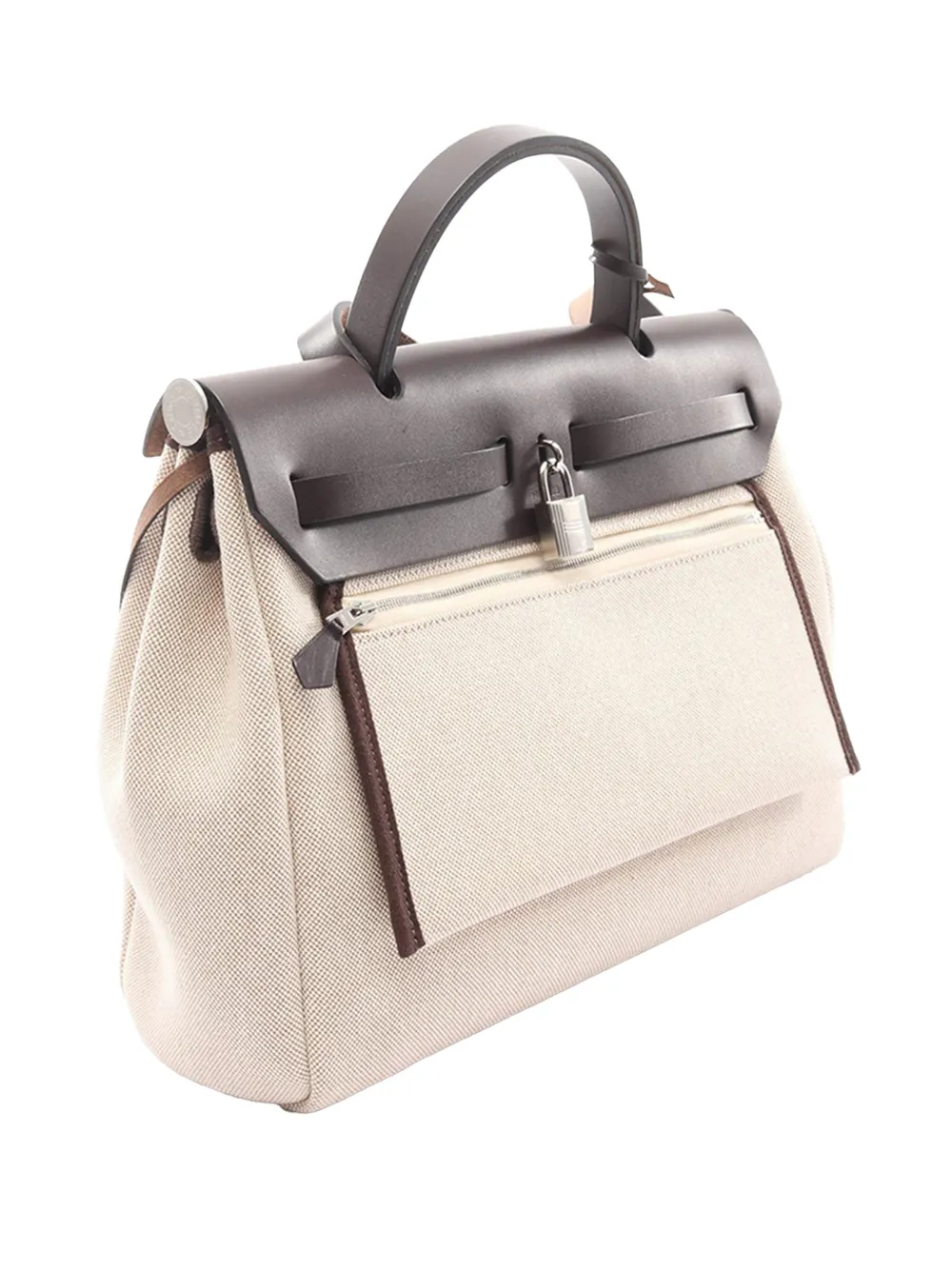  Hermès Pre-owned Borsa A Tracolla Herbag Zip 31 Plume Circuit Rider In Tela Toile H Con Borchie 2024 - Marrone 