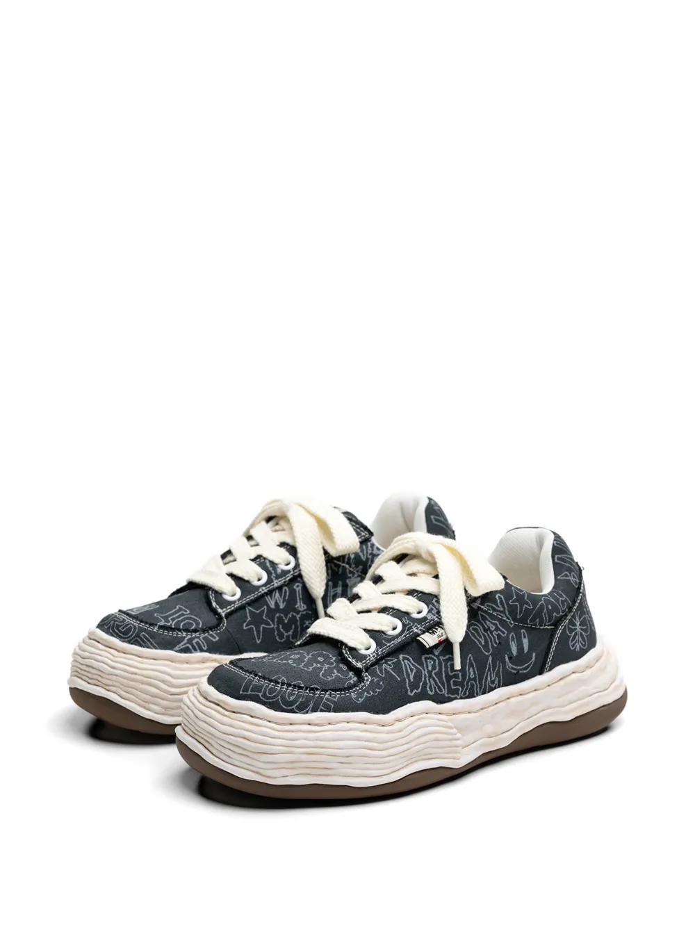 Maison MIHARA YASUHIRO Oliver og print cotton sneakers Grijs