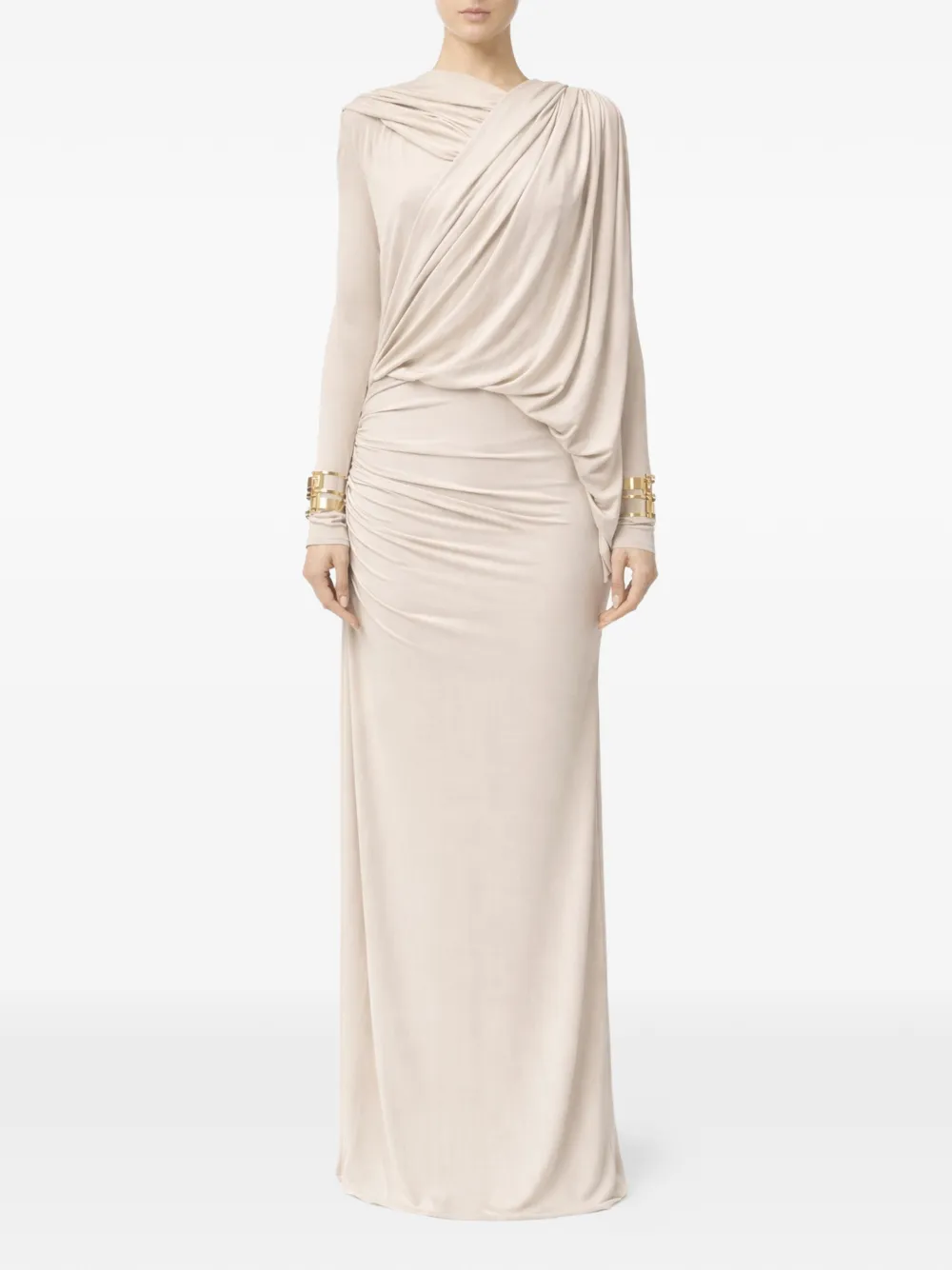 Elisabetta Franchi Abito lungo con cappuccio - Bianco