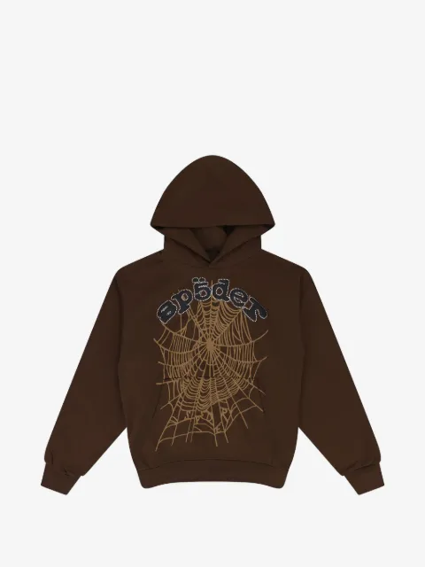 SP5DER rhinestone-embelished web-motif hoodie