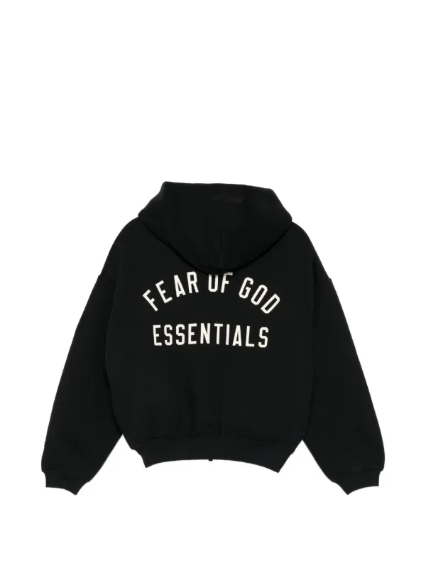 FEAR OF GOD ESSENTIALS KIDS logo-print zip-up Hoodie | Black