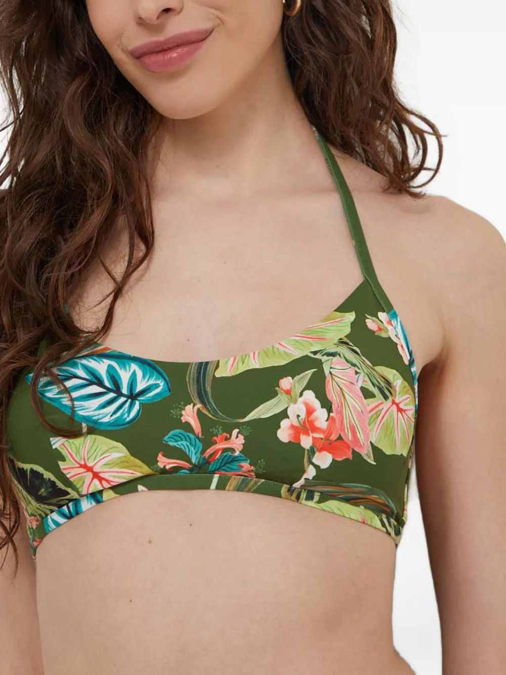 LIU JO floral-print halterneck bikini top Groen
