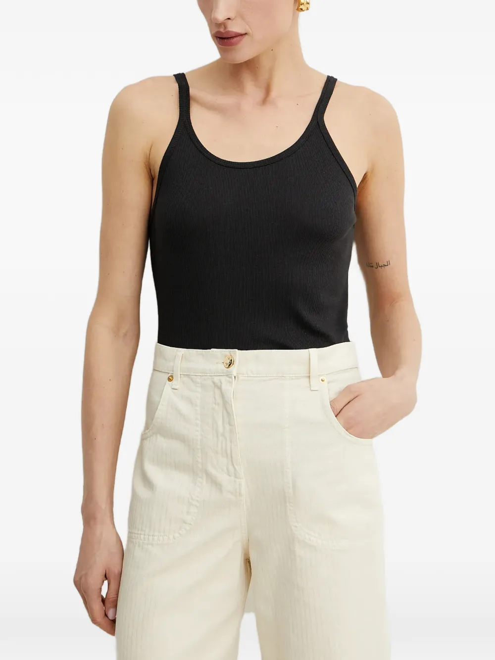 PINKO Geripptes Trägershirt - Schwarz