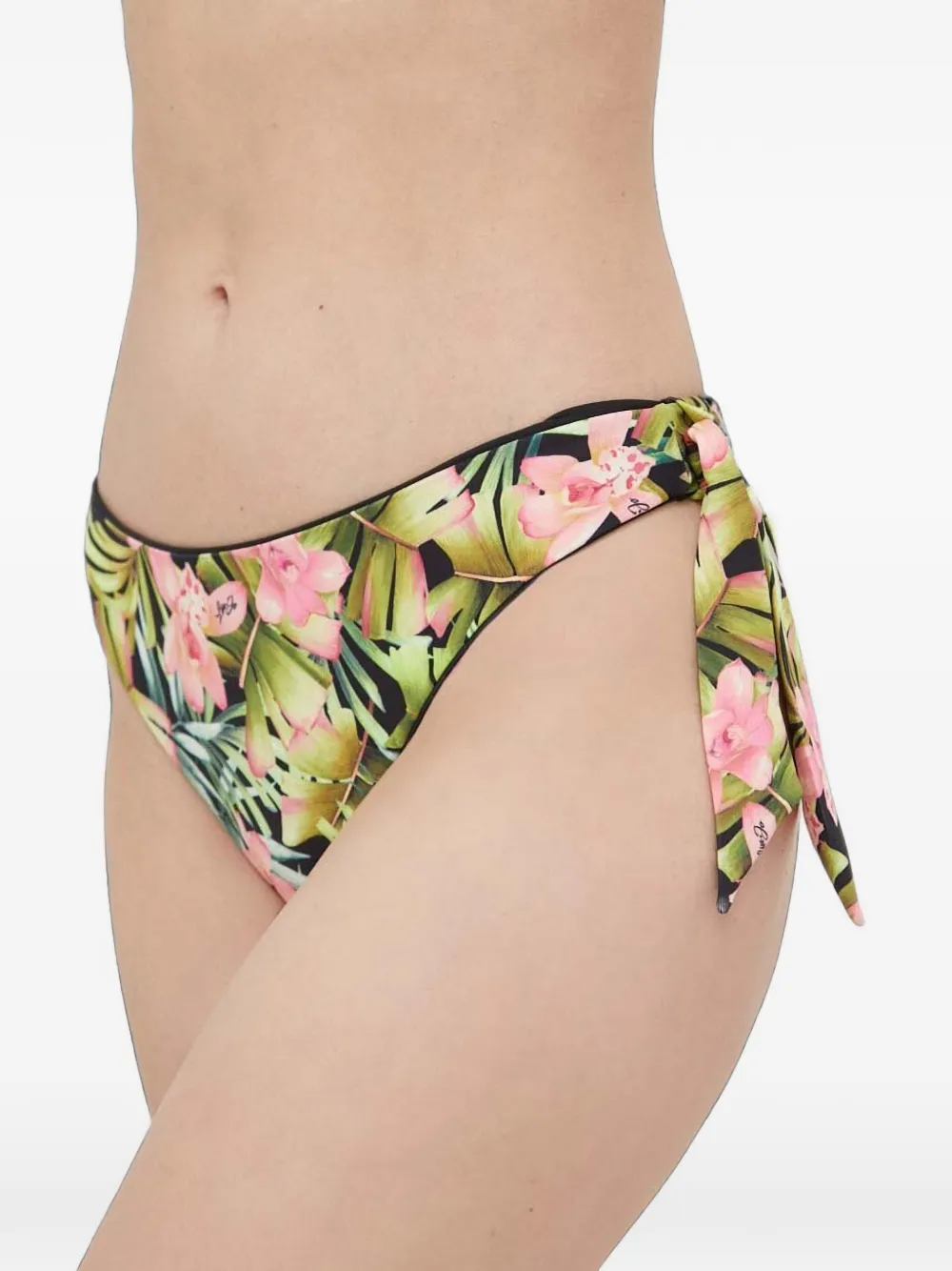 LIU JO floral-print side-tie reversible bikini bottoms Zwart