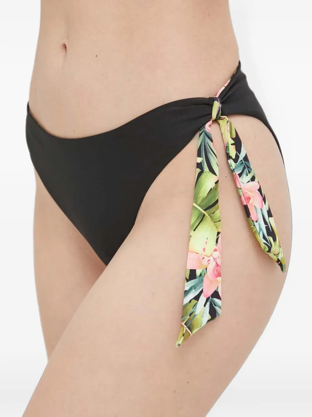 LIU JO floral-print side-tie reversible bikini bottoms Zwart