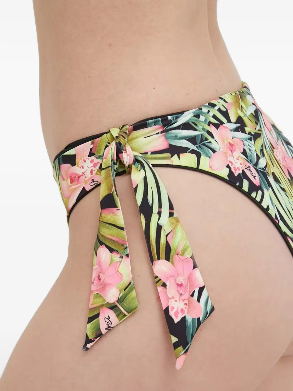 LIU JO floral-print side-tie reversible bikini bottoms Zwart