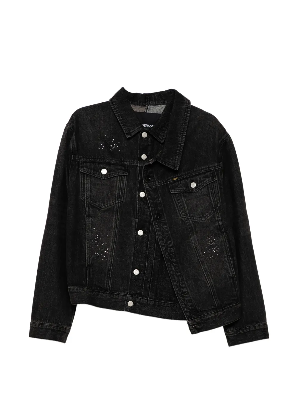 Andersson Bell stud-embellished asymmetric denim jacket - Nero