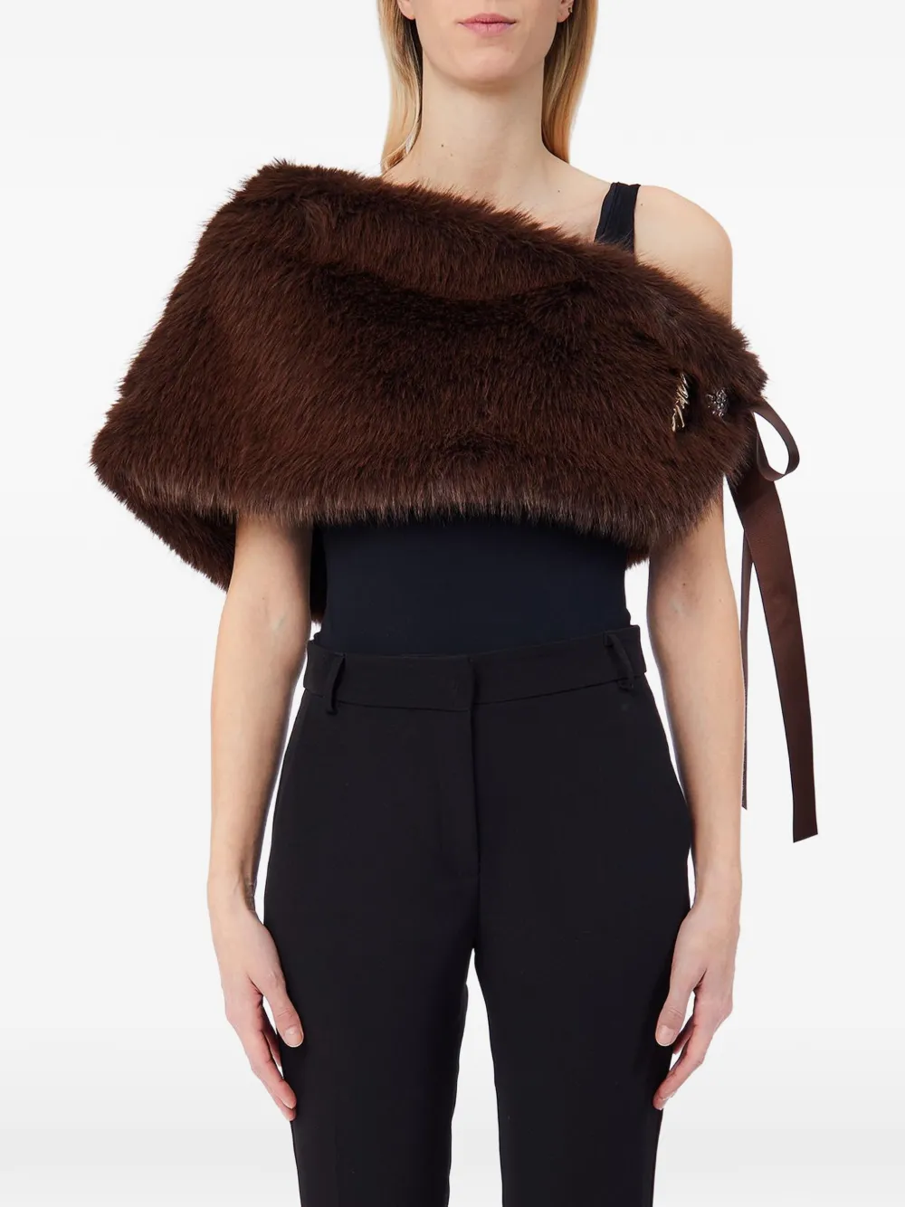 LIU JO embellished faux-fur sweater Bruin