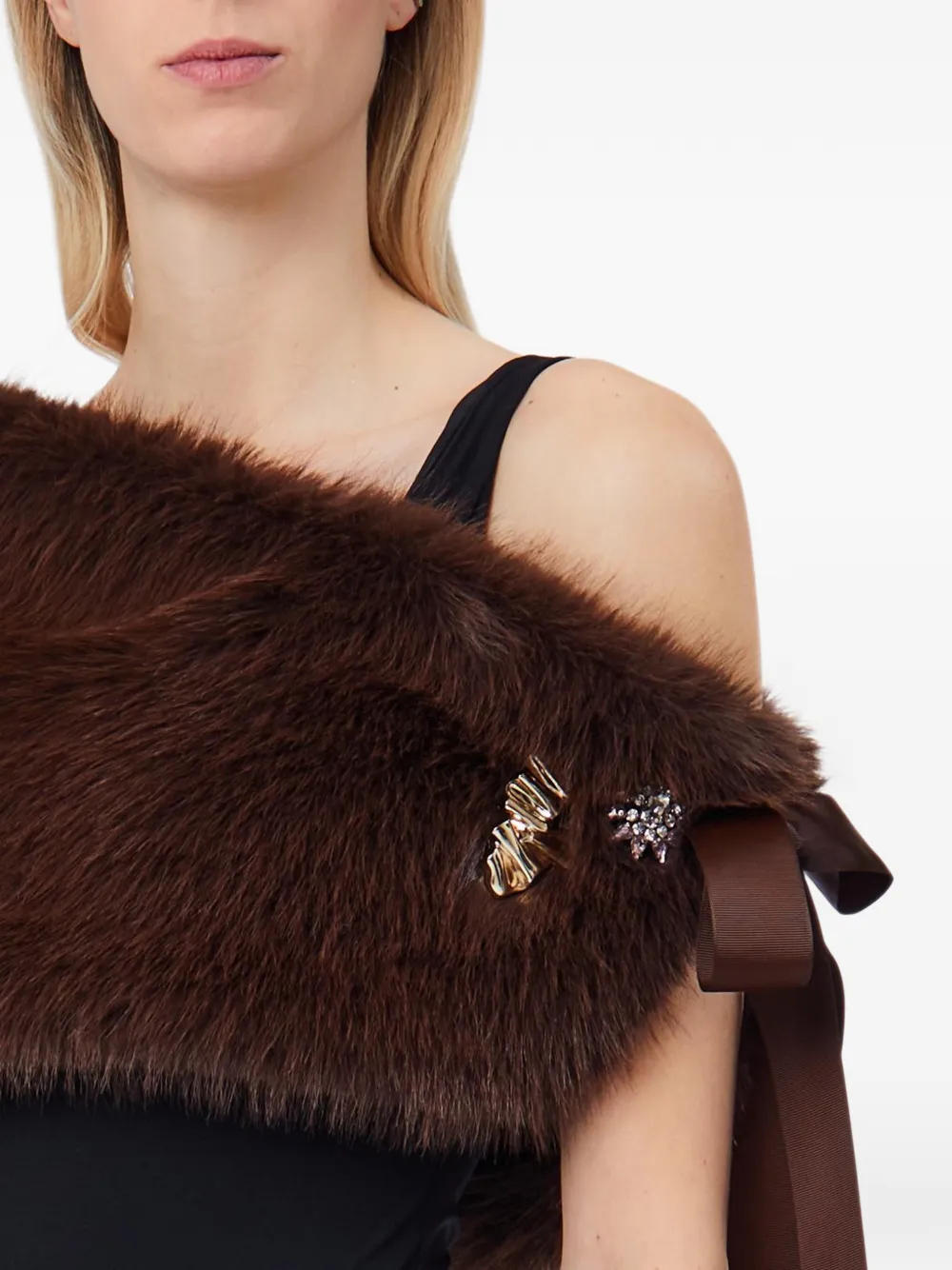 LIU JO embellished faux-fur sweater Bruin