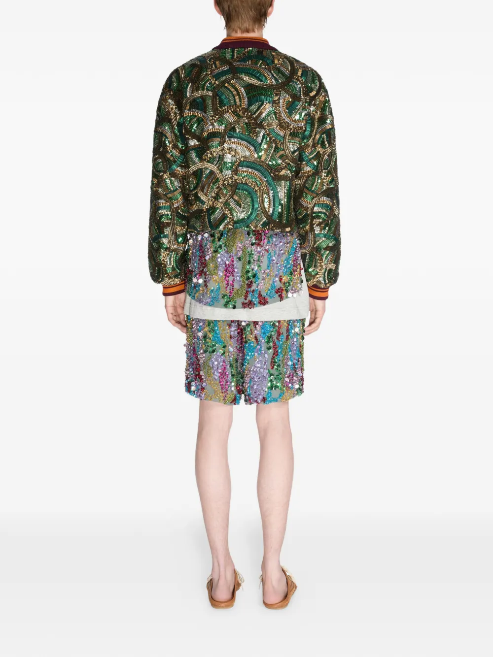 DRIES VAN NOTEN Bomberjack met borduurwerk Groen