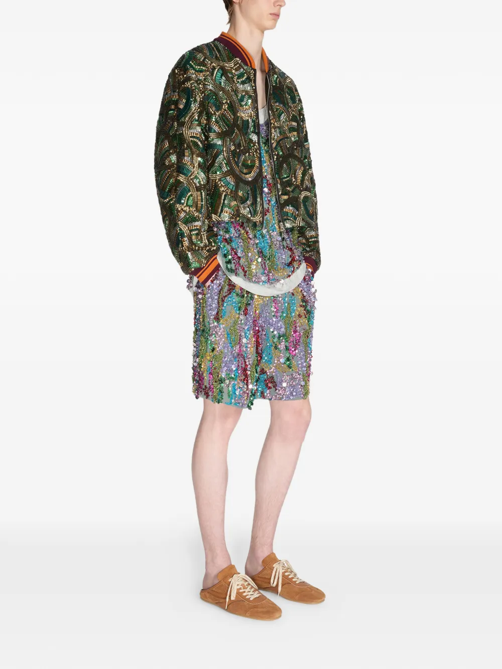 DRIES VAN NOTEN Bomberjack met borduurwerk Groen