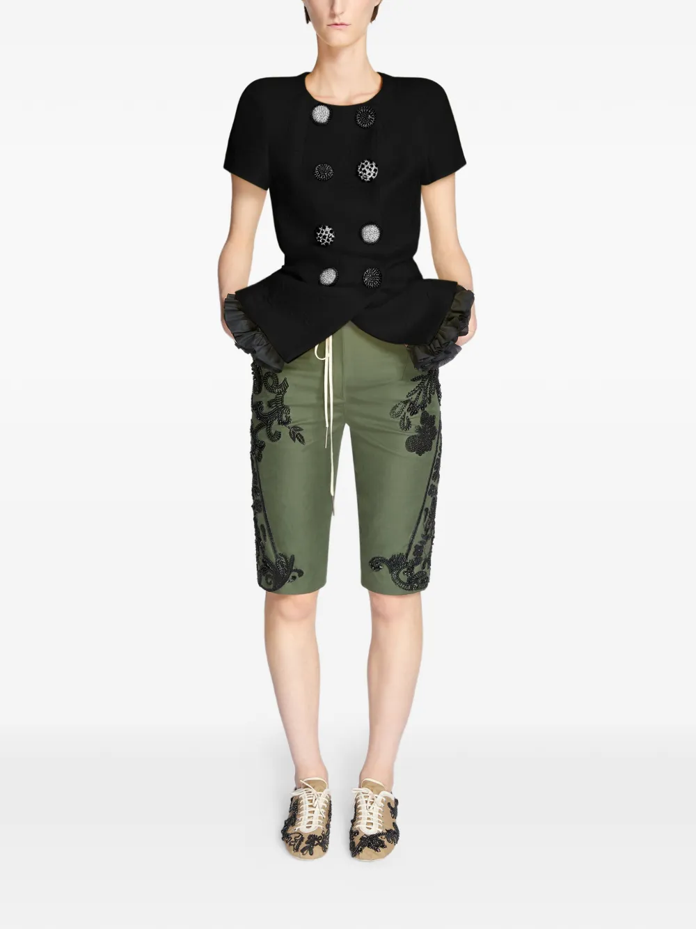 DRIES VAN NOTEN Shorts met borduurwerk Groen