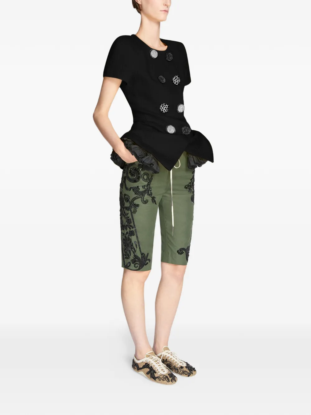DRIES VAN NOTEN Shorts met borduurwerk Groen