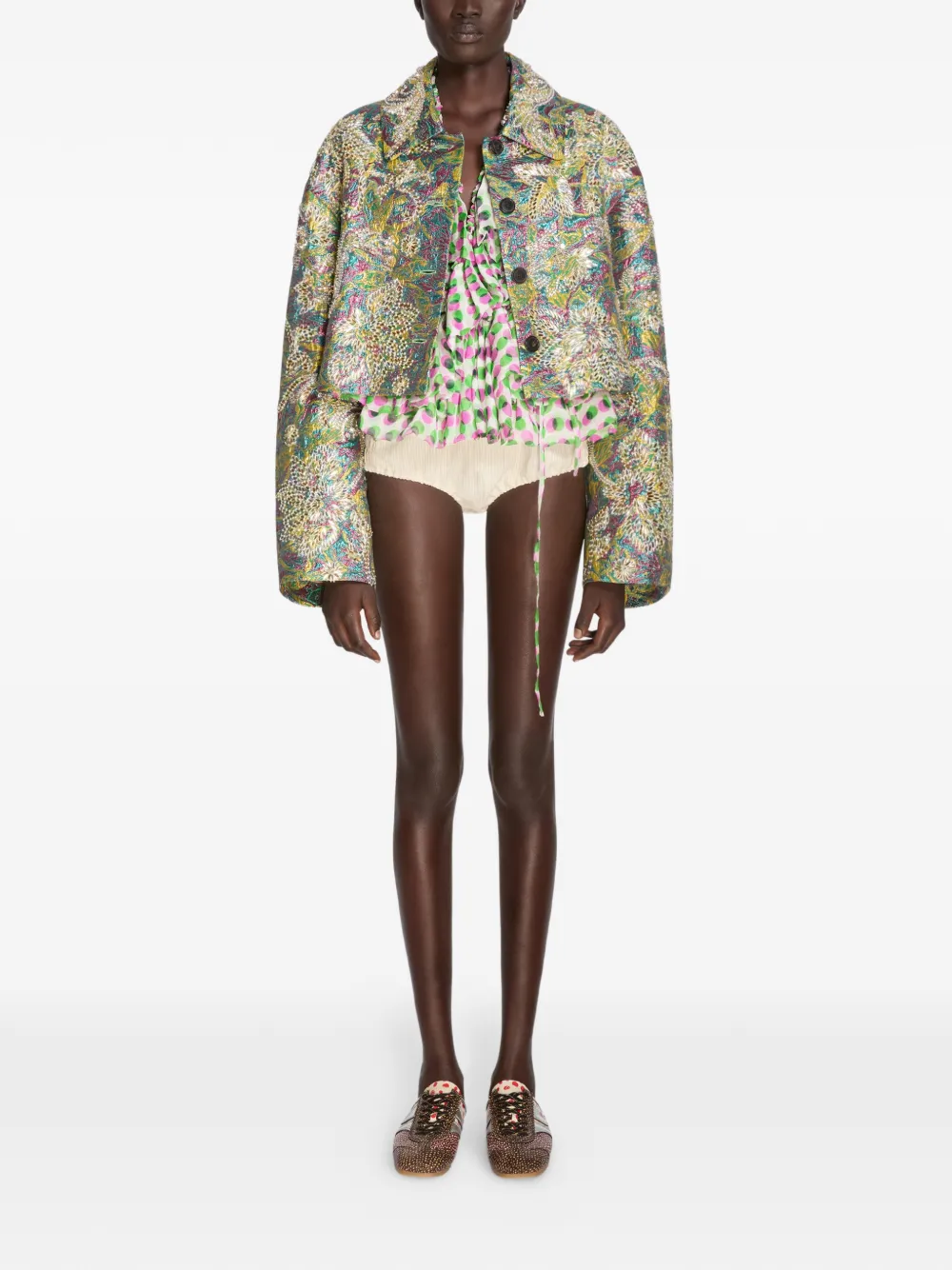 DRIES VAN NOTEN jacquard-pattern Jacket | Green | FARFETCH