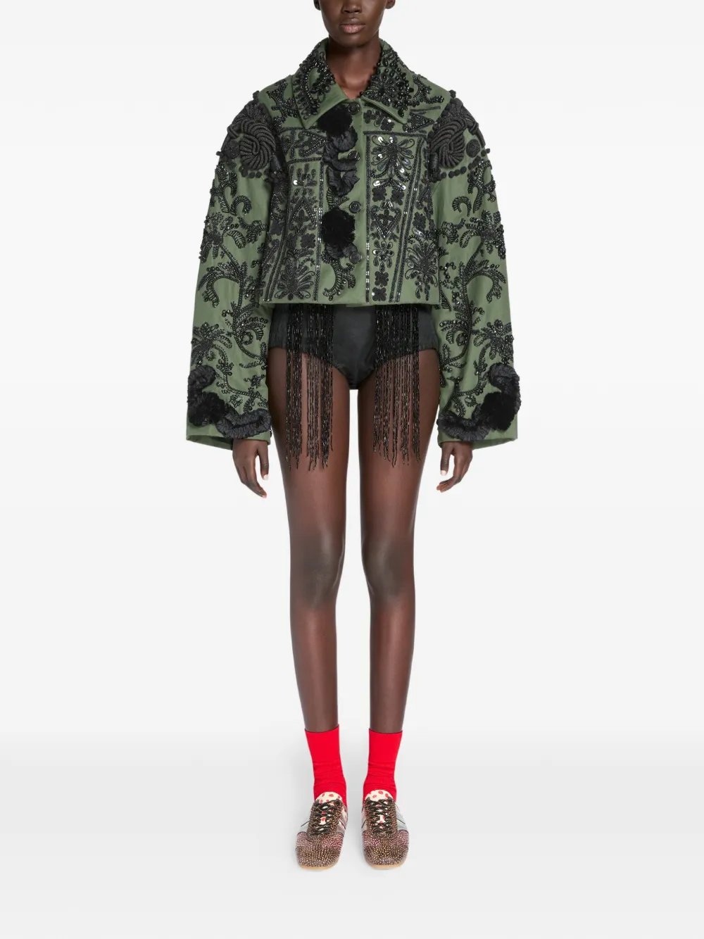 DRIES VAN NOTEN Katoenen jack met pailletten Groen