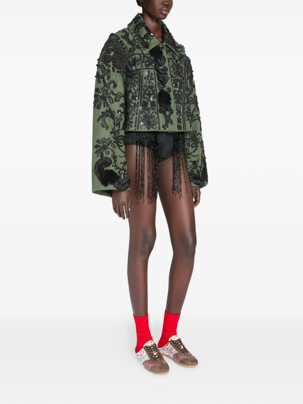 DRIES VAN NOTEN Katoenen jack met pailletten Groen