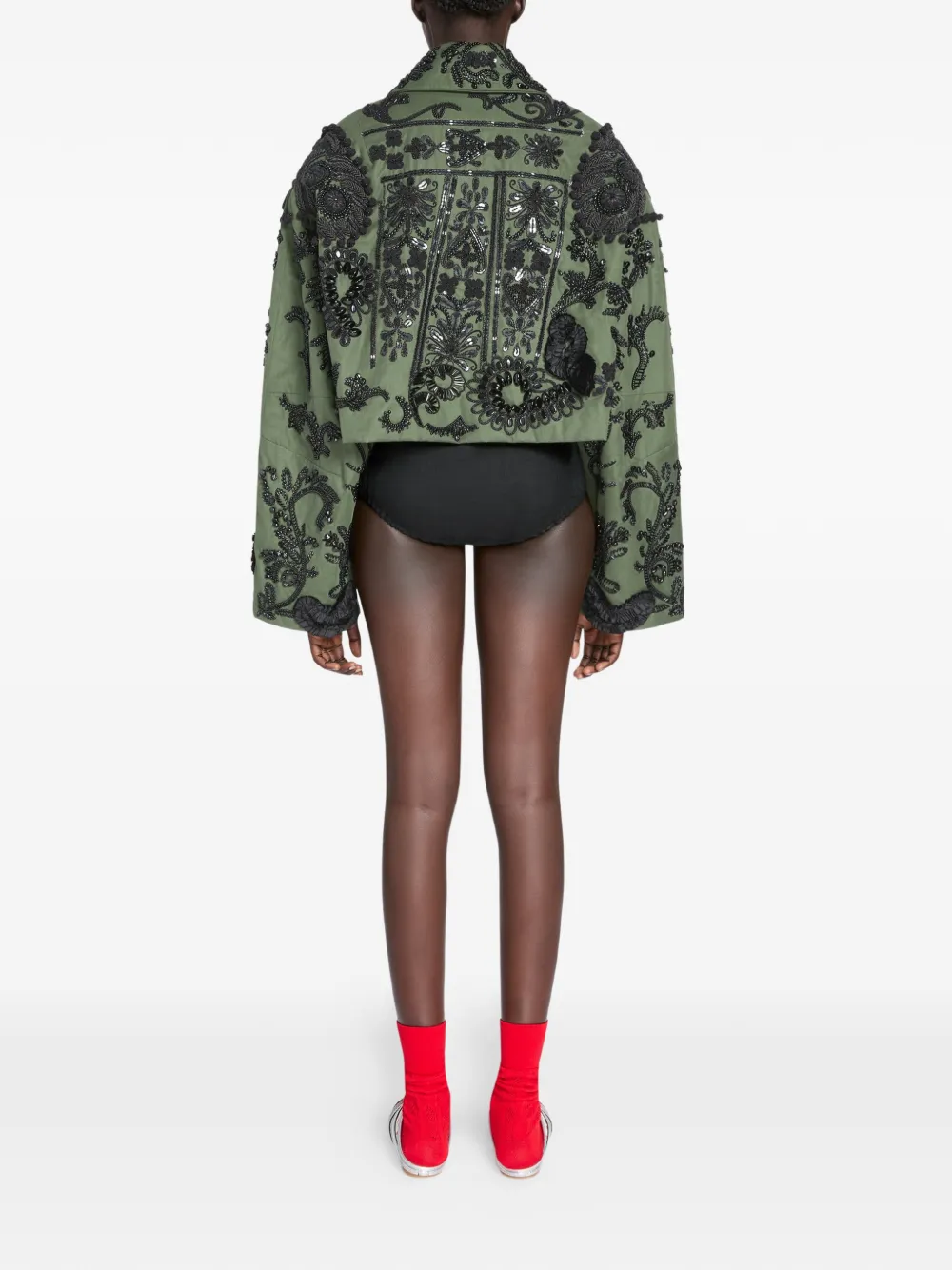 DRIES VAN NOTEN Katoenen jack met pailletten Groen