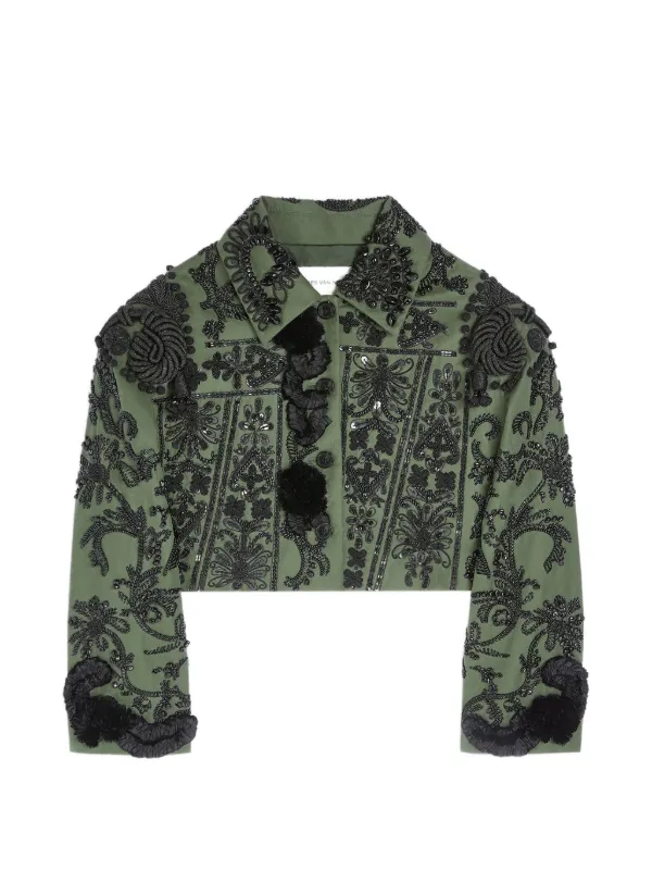 Dries Van Noten Embroidered Cotton Jacket in Green