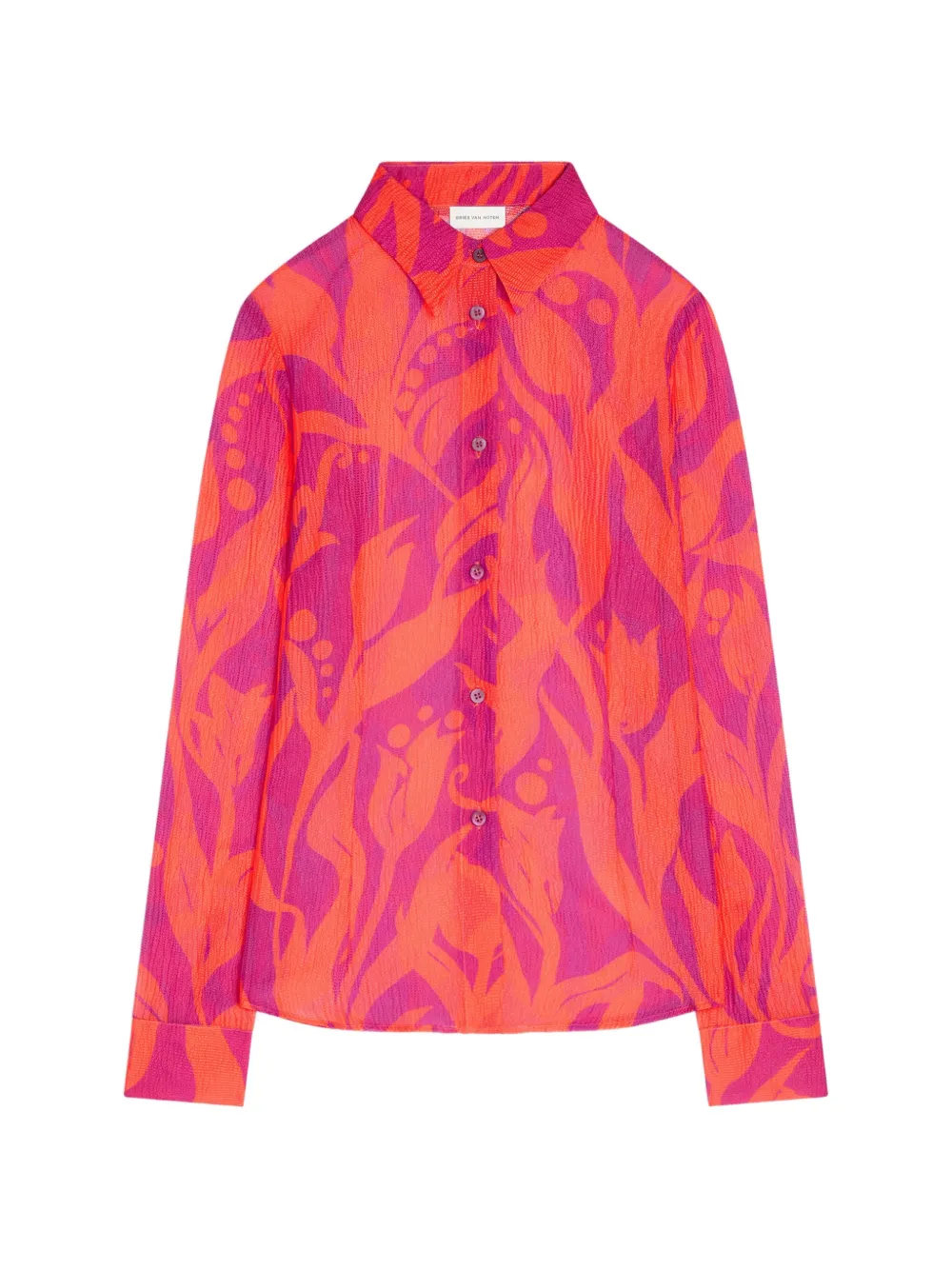 DRIES VAN NOTEN Camicia in seta a fantasia - Arancione