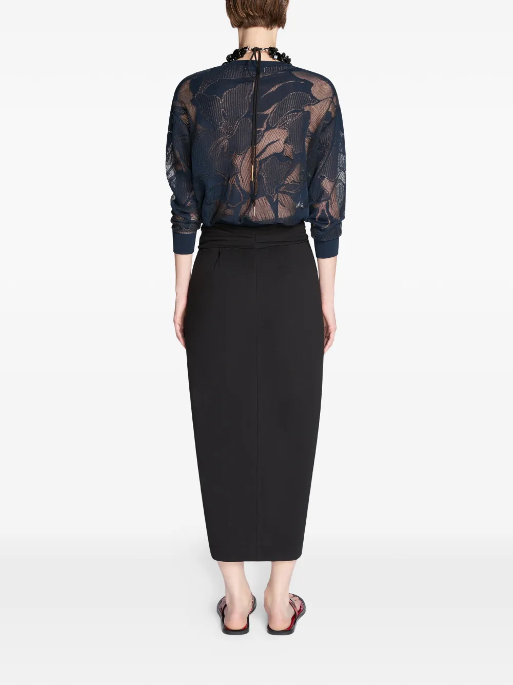 DRIES VAN NOTEN Lace V-neck Sweater | Blue | FARFETCH