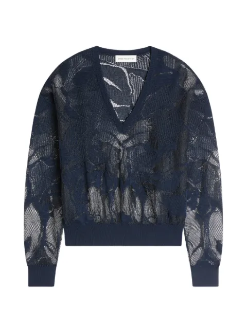 DRIES VAN NOTEN lace V-neck sweater
