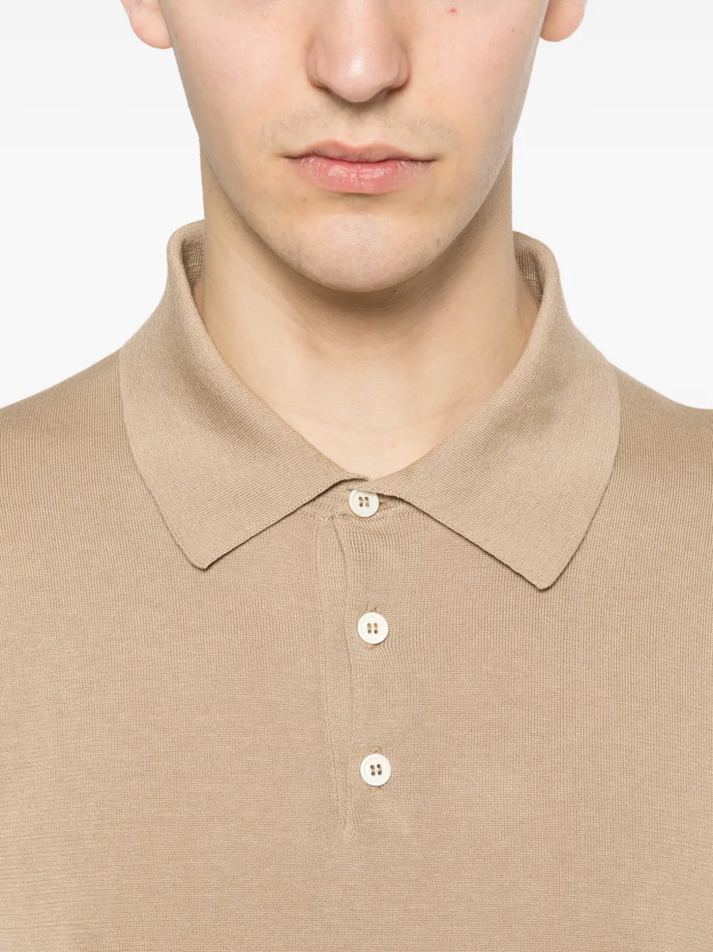 Zanone Poloshirt met knopen Beige
