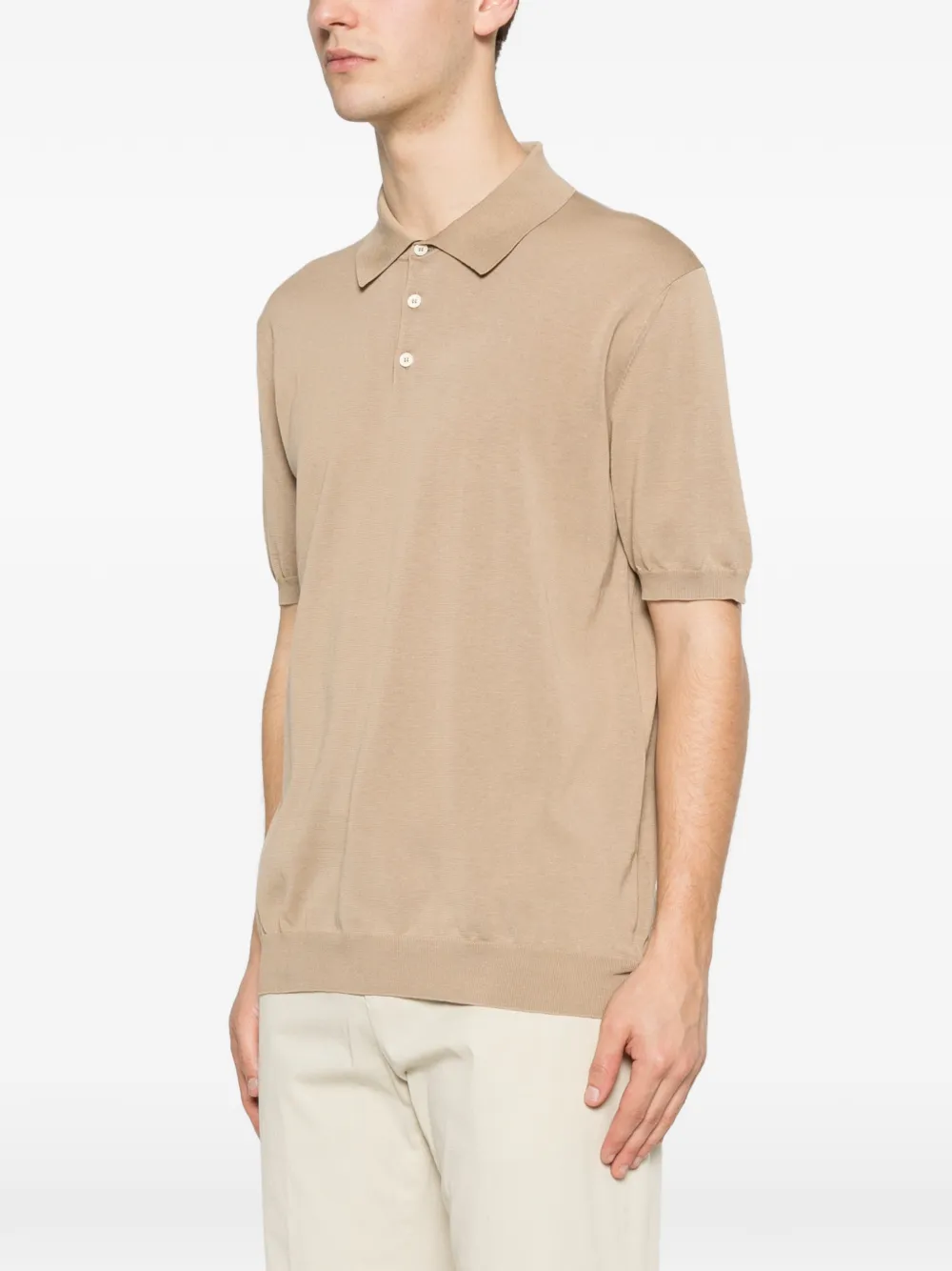 Zanone Poloshirt met knopen Beige